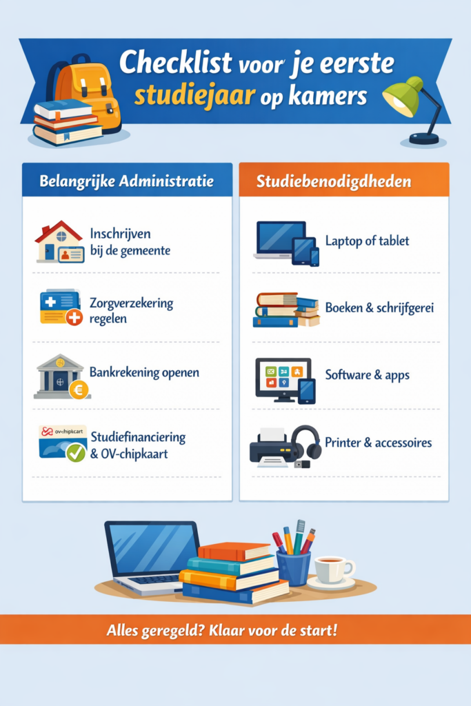 Checklist voor belangrijke administratie voor je eerste keer op kamers